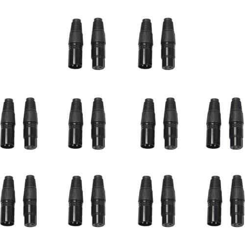 10x Pairs 3Pin XLR Connector Adapter Female to Male Audio Socket Piece