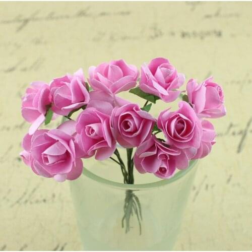 144Pcs/lot Mini Rose Artificial Paper Flower for Wedding Flower Wall Decoration Simulation Roses Flowers DIY Bouquet Gift
