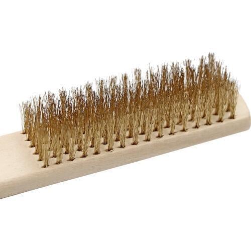 2pcs Dental Copper Brush with Wooden Handle Lab Teeth Instrument Cleaning Material Dental Bur Drill Cleaning Tools