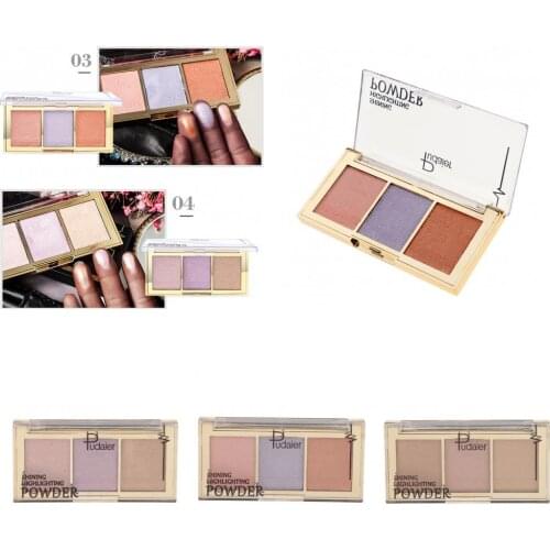 3 Color Face Makeup Glow Shining Bronzer Highlighter Concealer Powder Palette Water Resistant and Long Lasting