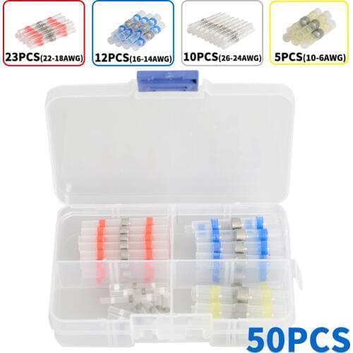 50/100/250PCS Solder Seal Wire Connectors Kit, Heat Shrink Butt Connectors, Waterproof and Insulated Electrical Wire Terminals