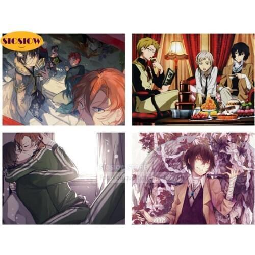 5D Diamond Bead Embroidery Japanese Anime Manga Bungo Stray Dogs Picture Dazai Osamu Atsushi Diamond Painting Cross Stitch Gifts