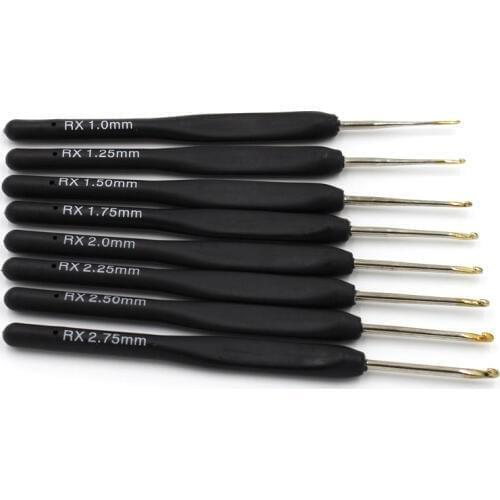 8Pcs / set Black Knitting Needles Plastic Handle Crochet hooks for Knit DIY Craft Loom Tool Weaving Kit Braid