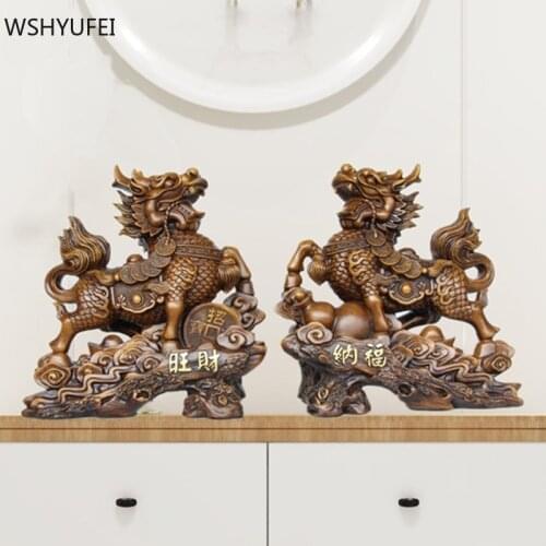 Antique Resin animal Model Ornaments Home Living room Wine Cabinet Office Desktop Decoration Crafts Shop Opening Lucky Gift