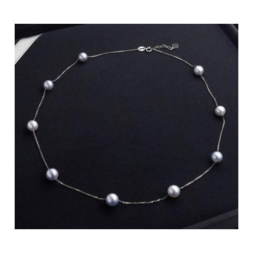 Free shipping Genuine 6.5-7mm Natural White Akoya Cultured Pearl Necklace