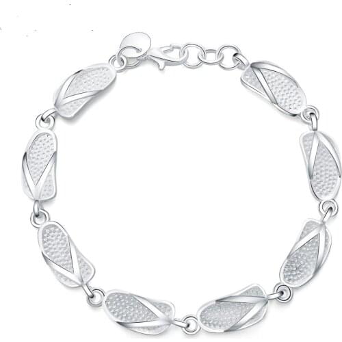 New Fashion 925 Sterling Silver Bracelet Cute Shoes Bracelet for Woman Jewelry Gift