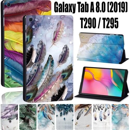 Tablet Case for Samsung Galaxy Tab A T290/T295 (2019) 8.0 Inch Printing PU leahter Stand shell Cover + Free Stylus