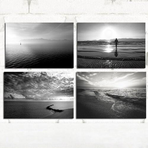 Balck and White Abstract Sea Wave Seascape Canvas Painting Nordic Posters and Prints Nordic Art Wall Picture For Living Room