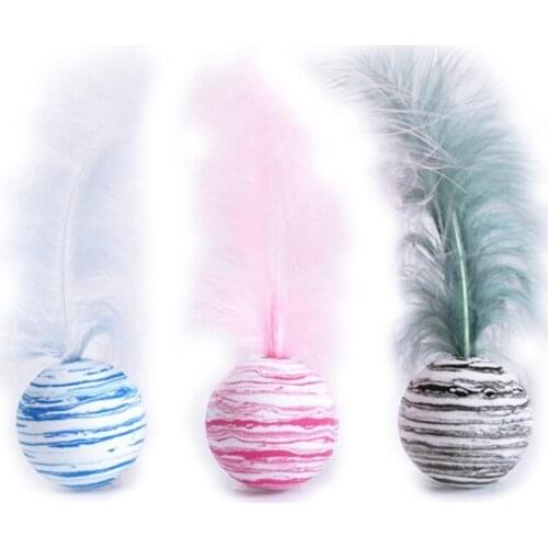 1 Set Kitten Feather Ball Toy Cat Creative Toys LIghtcolor Exersing Toys Kitten Hunting Needs Brightly Colored Pet Needs