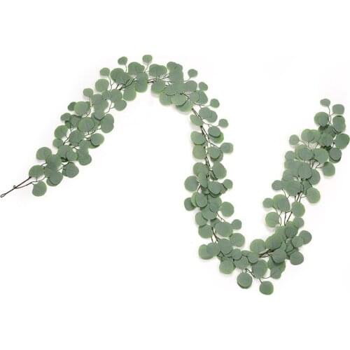 Artificial Green Eucalyptus Leaves Garland Wisteria Plant Rattan Fake Plant Silk Leaf Vines For Wedding Party Decor