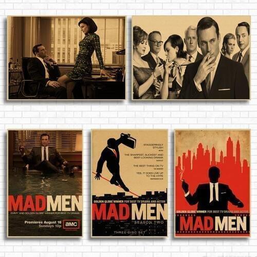 Mad Men Classic Movie Retro Kraft Paper Poster Bar Cafe Living Room Dining room Wall Decorative Paintings