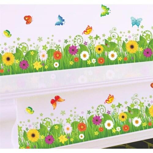 Colorful Flower Floral Flying Butterfly Wall Sticker Forest Garden Home Decoration Mural Decal Living Room Bedroom Home Decor