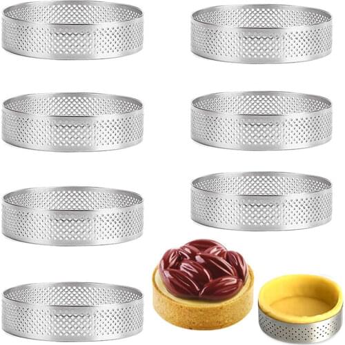 10 8 7 6cm Stainless Steel Tart Ring Mousse Cake Molds Fruit Pie Quiche Tartlet Mould Circle Cutter Kitchen Pastry Baking Tools