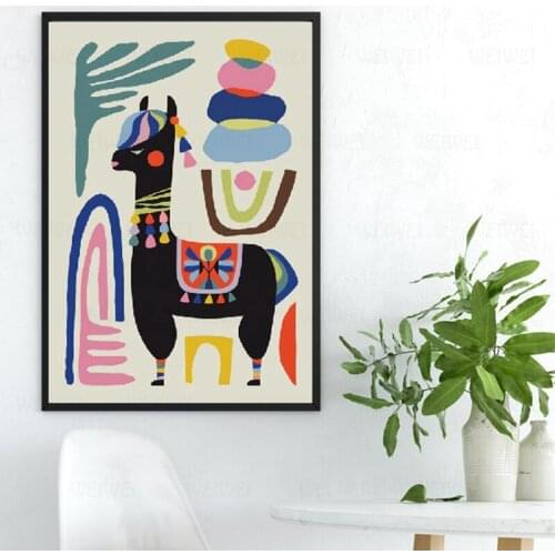 Llama Poster Print Alpaca Sheep Home Inspirational Wall Art Canvas Painting Mid Century Wall Art Nursery Prints Modern Decor