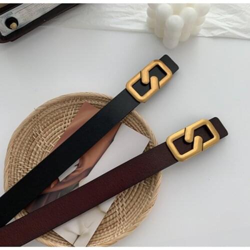 Hot Sale Fashion High Quality Retro Women Genuine Leather Belts Golden Square Buckle Elegant Straps Dress Jeans Waistband 39003