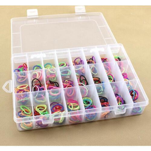 Life Essential 24 Compartment Ornaments Storage Box Practical Adjustable Plastic Case for Bead Rings Jewelry Display Organizer