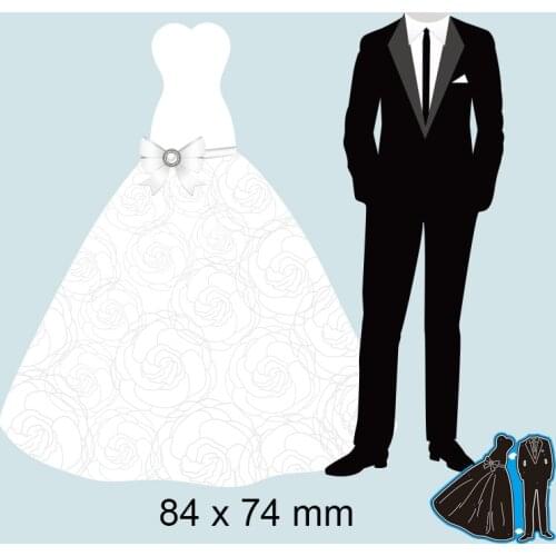 Metal Cutting Dies Suit and Wedding Dress New Scrapbook Paper Decoration Template Embossing DIY Paper Card Craft 84*74mm