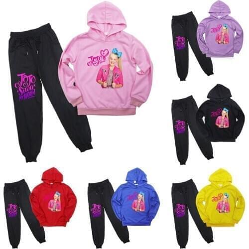 Fashion Child Jojo Siwa Sweatshirt Pants Suit Casual Boys Girls Cotton Hoodies Kids Pullover Sportswear Tops for Children Gift