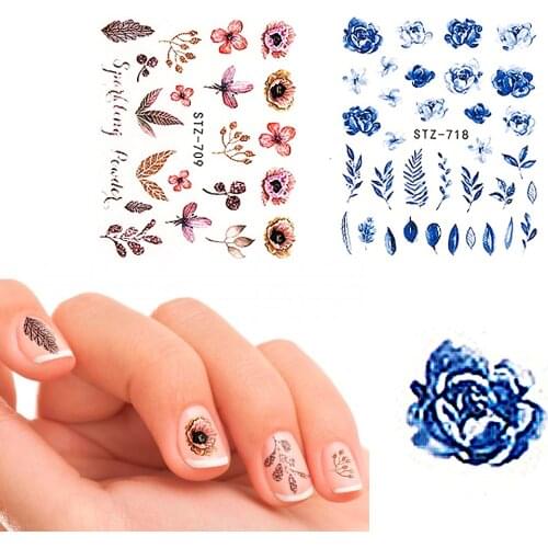 24 Sheets Flowers Nail Art Stickers Water Transfer Decals Wild Tips Decorations Manicure Sliders Designer Tools Sets for Nails