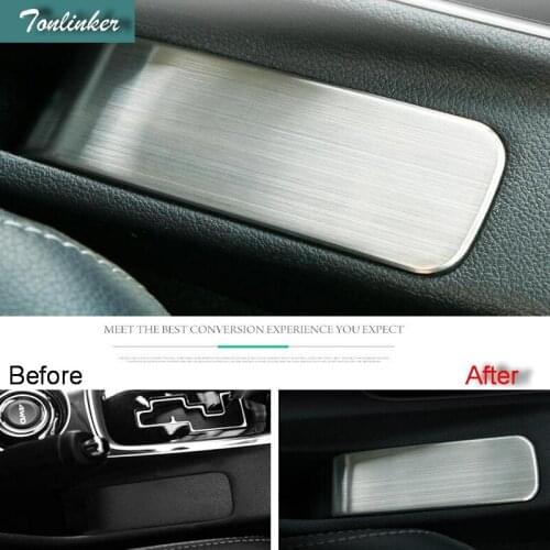 Tonlinker Cover Stickers For Mitsubishi Outlander 2016-18 car styling 1 pcs stainless steel Handbrake position cover sticker