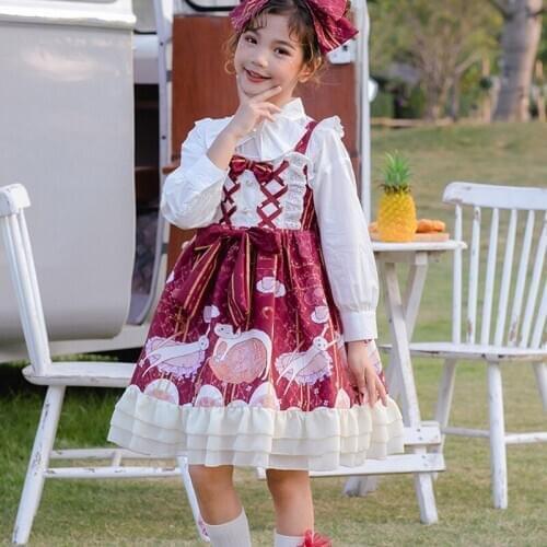 Sweet Cute Girls Baby Kids Children Dress Lolita Clothes Ruffle Lace Cosplay Costume Bows Princess Dresses AFC387