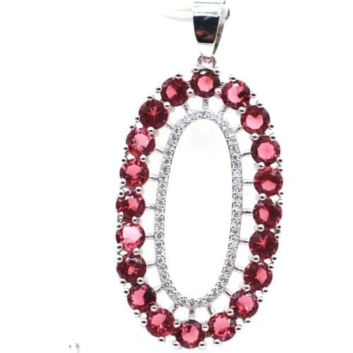 45x23mm Big European Design Created Rhodolite Garnet Violet Tanzanite For Women Fine Jewelry Silver Pendant