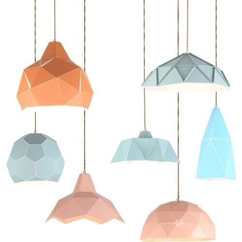 Retro iron diamond shape hanging light loft pyramid pendant lamp adjustable cafe light fixture chandelier
