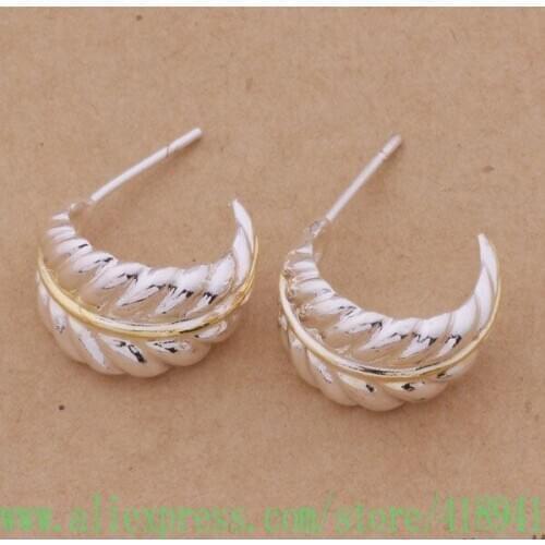 Silver Plated earrings , Silver Plated fashion jewelry , feather /ebkamsra bcmajtta AE152