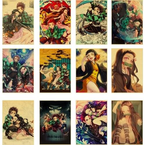 Demon Killer Anime Poster Retro Canvas Painting Bedroom Wall Art HD Print Painting Home Decoration Picture Living Room Cuadros