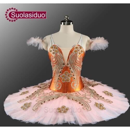 Professional Ballet Tutu Costume Gilrs YAGP Competition Tutus Orange Classical Ballet Tutu Stage Costume SD0068