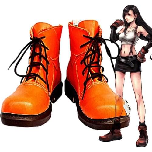 FF7 Tifa Lockhart Boots Cosplay Final Fantasy VII Tifa Lockhart Cosplay Shoes Orange Boots Custom Made