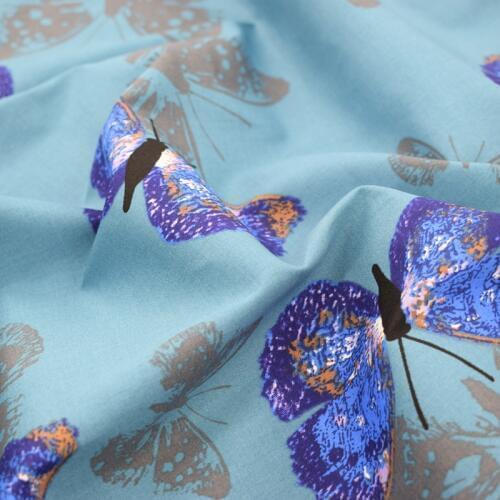 The butterfly reactive dyeing stretch satin cotton fabric for summer dress coat bags telas por metros tissu au metre vestido DIY