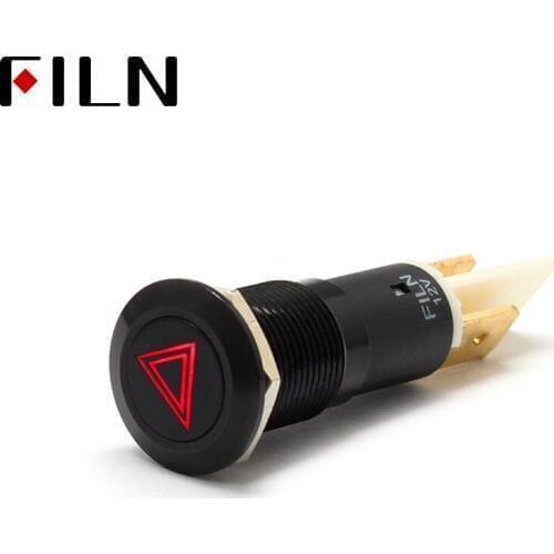 FILN 12mm Car dashboard Double flash symbol led red yellow white blue green 12v led indicator light with pin