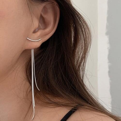 Prevent allergy 925 Sterling Silver Tassel Long Drop Earring for Women Party Jewelry eh1051