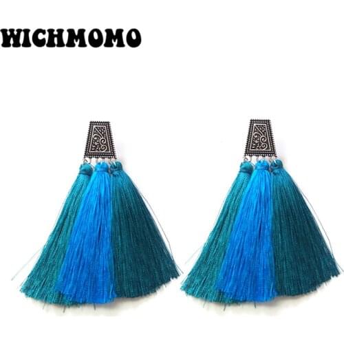 2019 New 1 Pair 88mm Retro Zinc Alloy Bohemian Geometric Tassels Earrings for Womens Fashion Jewelry Gifts Date and Party