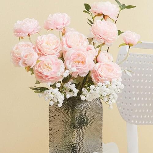 1Pc Artificial Single Branch Artificial Round Peony Exquisite Artificial Flower Living Room Wedding Decoration