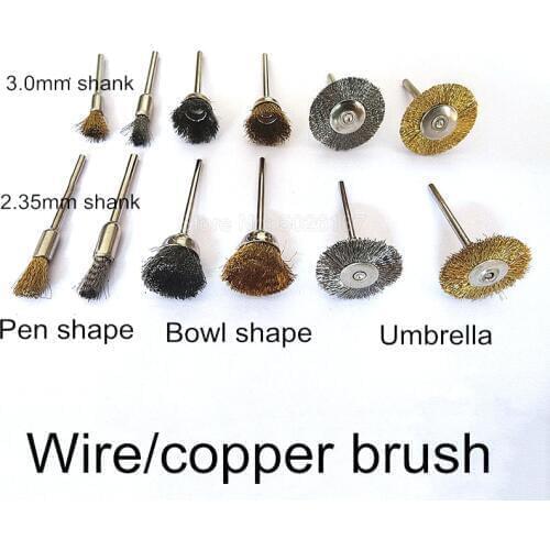 1Pcs Brass Stainless Steel Wire Mix Brush Carving Jade Grinder Buffing Drill Welding Cups Removal Polishing Rotary Power Tool