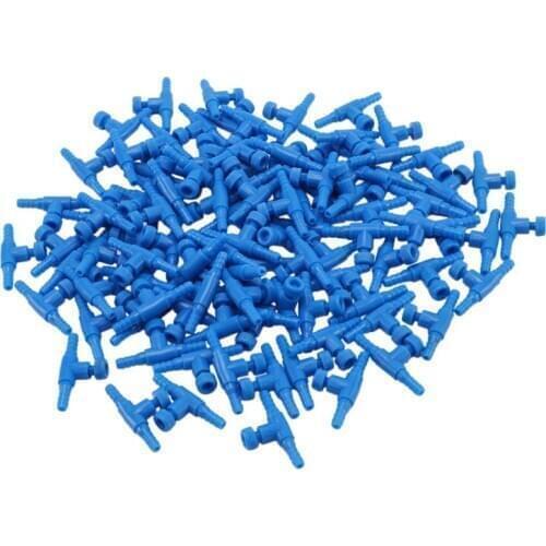 100Pcs Blue Plastic 2 Way Aquarium Fish Tank Air Pump Control Valve for 4mm Air Pipe