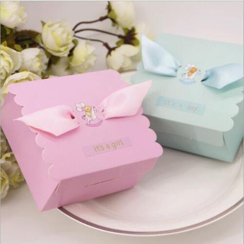 100 PCS High Quality New Creative Baby Boy Baby Girl birthday Party Favor Candy Box Baby shower Birth Announcement Gift Boxes