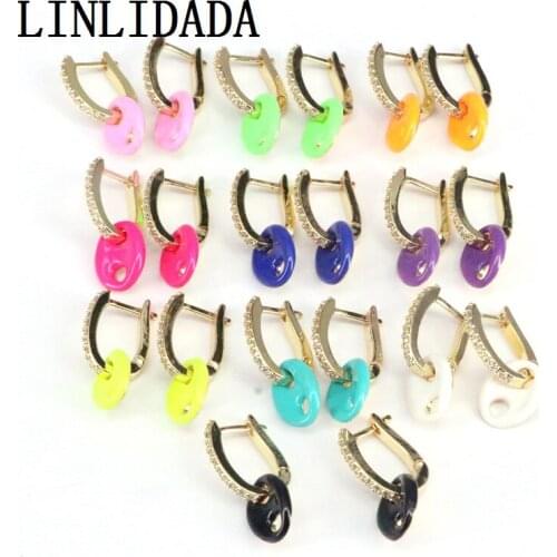 5Pairs 2020 New Fashion Colorful Enamel Mask Bead Charm Drop Earring Cz Crystal Jewelry