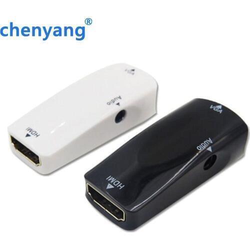 HDMI- compatible Female to VGA Female Converter Adapter 1080P With 3.5mm Audio Cable For laptop/mobile phone/DVD/tablet/Camera