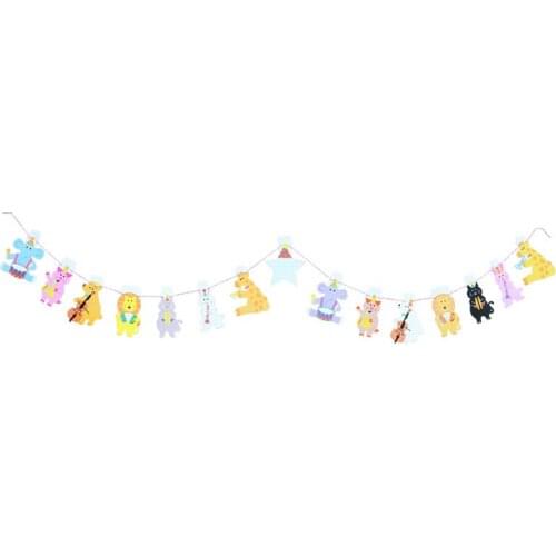 Banner Animal Party Cartoon Happy Family Party Color Flag Pull Pull Flower Color Strip Paper Flag Cartoon Childrens Birthday
