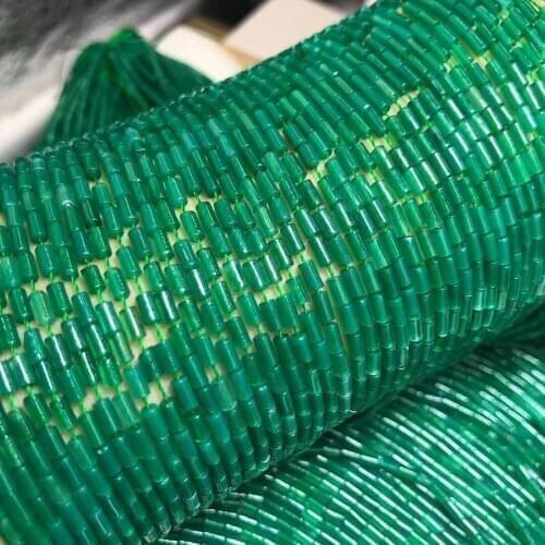 One strand green agate pillar 2*4mm for DIY jewelry making loose beads FPPJ wholesale beads nature gemstone