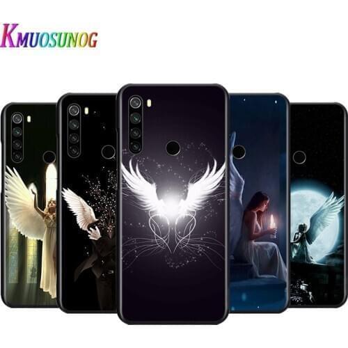 Bright Black Cover Angel wings For Xiaomi Redmi Note 9 9S Max 8T 8 7 6 5 Pro 5A 4X 4 Soft Phone Case