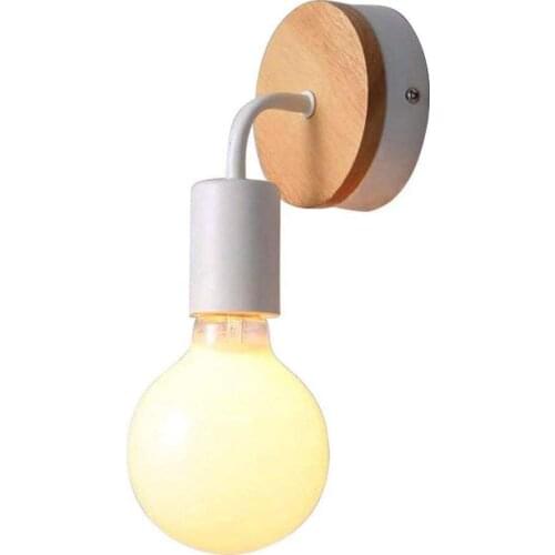 Wooden Wall Lamp with Unique Glass Bulb, Motivtech Modern Simple Wood Decoration Hanging Wall Light for Corridle Stairway Bedroo