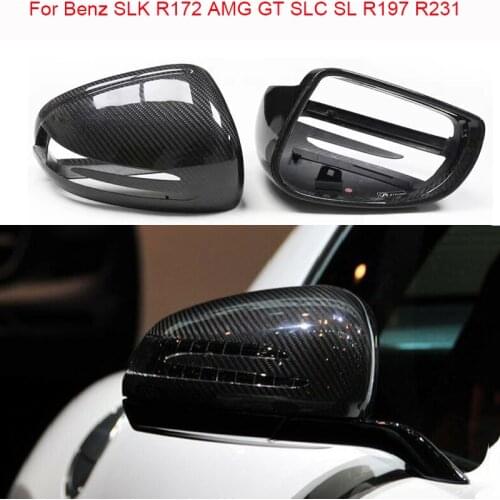 For Benz SLK R172 AMG GT SLC SL R197 R231 Dry Carbon Fiber Mirror Cover Replacement Style Car Accessories Rear View Mirror