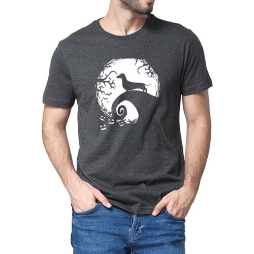 Unisex 100% Cotton The Moon And Dachshund Halloween Summer Mens Novelty Oversized T-Shirt Women Casual Streetwear Gift Soft Tee
