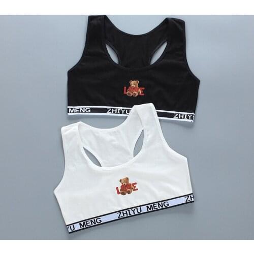 New Cotton Girls Bra Teenagers Padded Training Bras Wireless Puberty Teens Tops for Girls Kids Sport Underwear Vest 8-16 Years