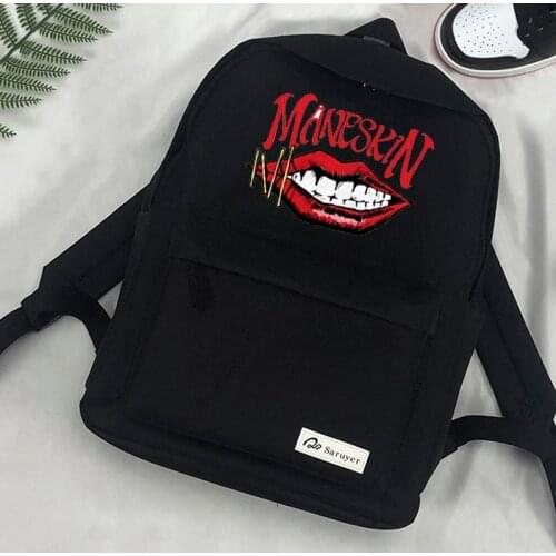 Maneskin Shoulder Travel Laptop Canvas Backpack for Teenagers School Bagpack Fashion Casual Back Bag Pack Boys Girls Sac A Dos