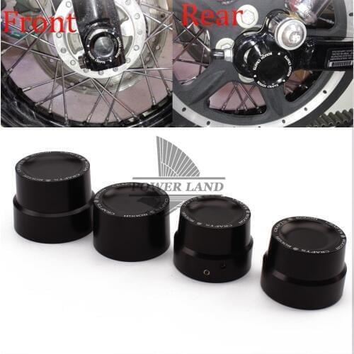 Black 2pairs Aluminum RC Rear+Front Axle Nut Covers Bolt Kit Fits For Harley Sportster XL883 XL1200 Dyna Touring V-Rod